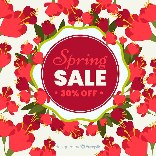 Free Vector hand drawn spring sale background