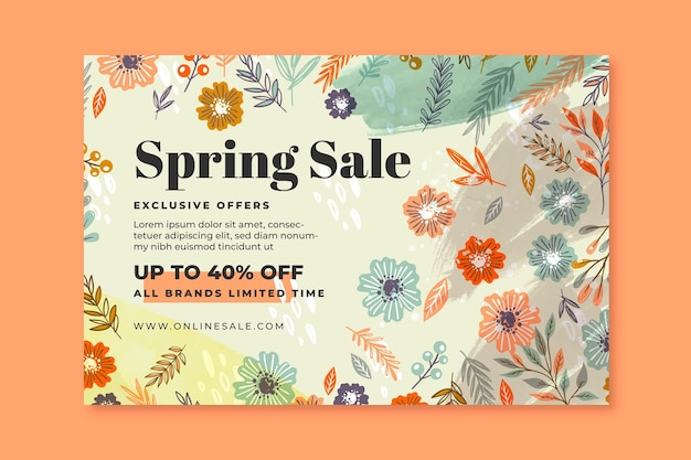 Hand drawn spring sale banner template