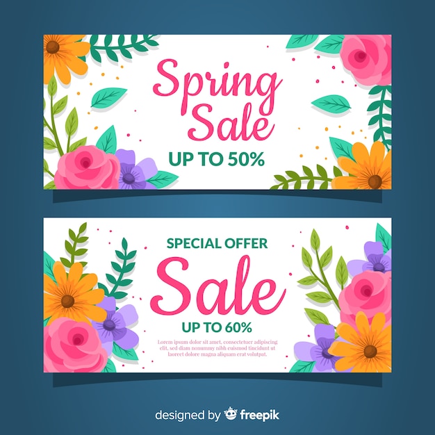 Hand drawn spring sale banners