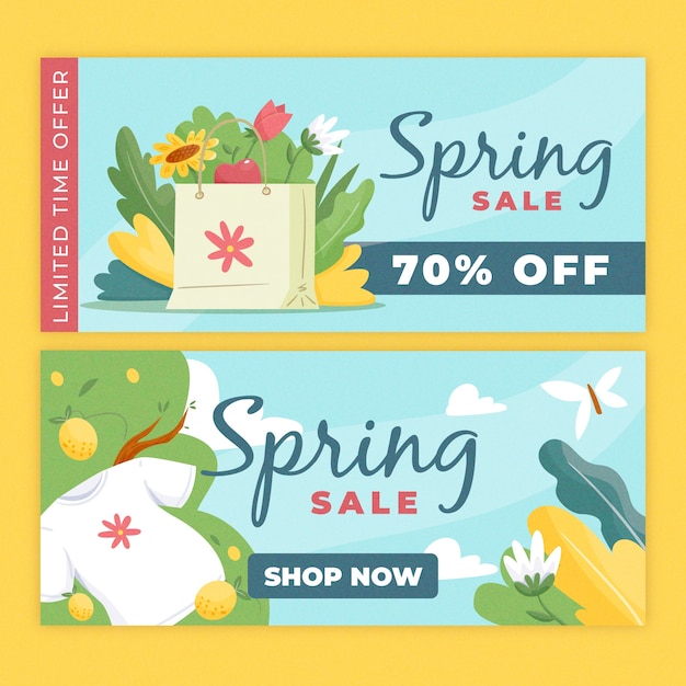 Hand drawn spring sale banners