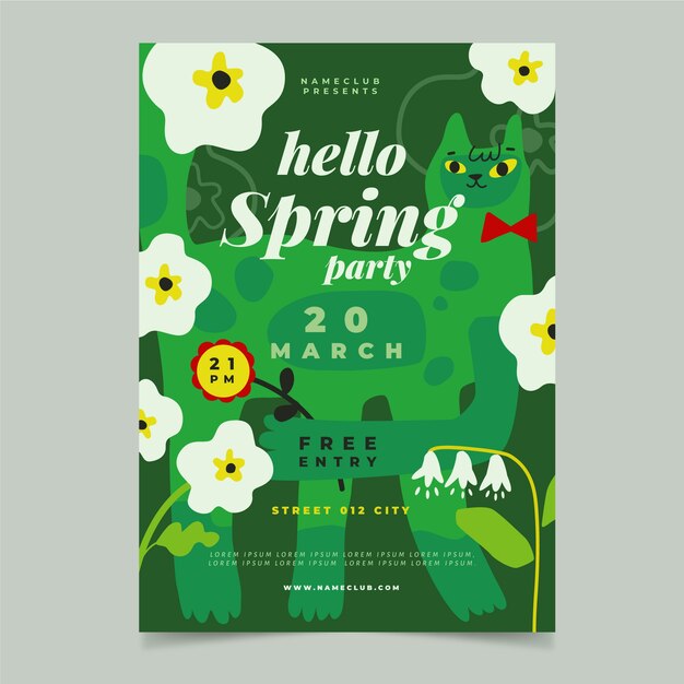 Hand drawn spring sale poster template