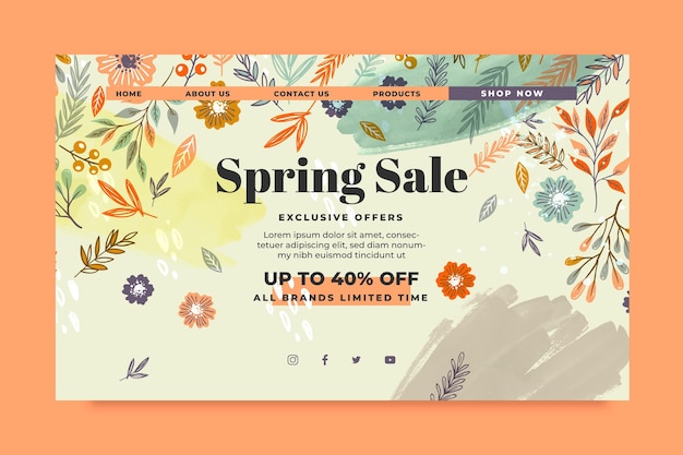 Hand drawn spring sale web template