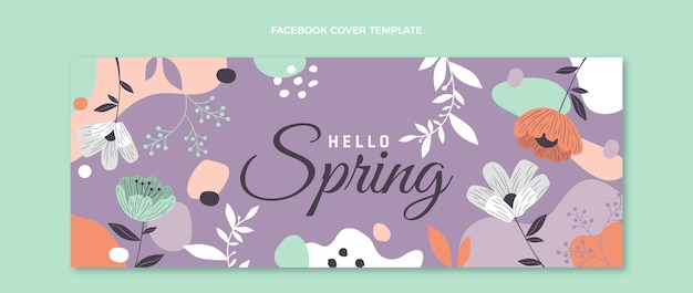 Hand drawn spring social media cover template