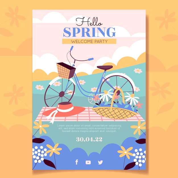 Hand drawn spring vertical poster template