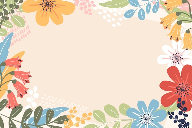 Hand drawn spring wallpaper with empty space