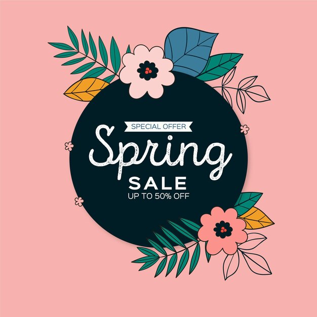 Hand drawn squared spring sale banner