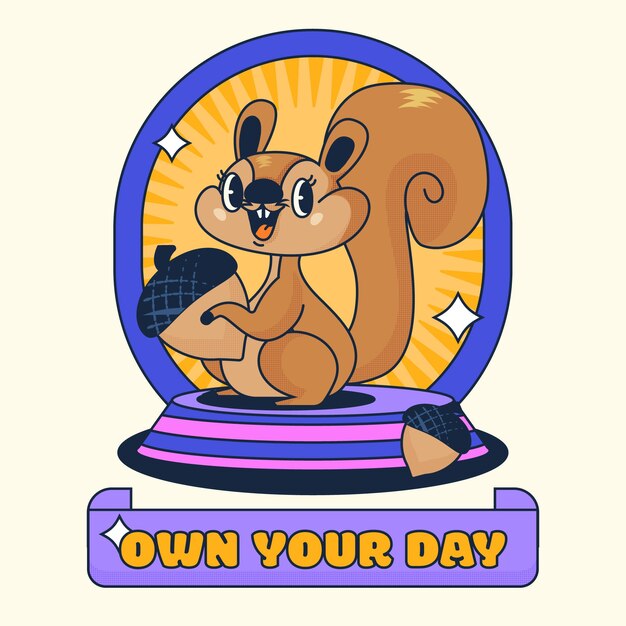 Hand drawn squirrel cartoon illustration