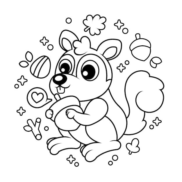 Free vector hand drawn squirrel outline illustration