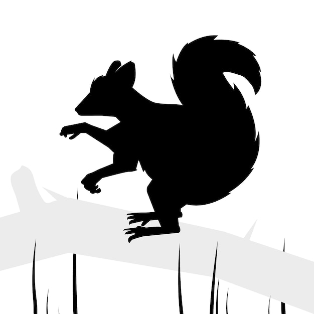 Free Vector hand drawn squirrel  silhouette