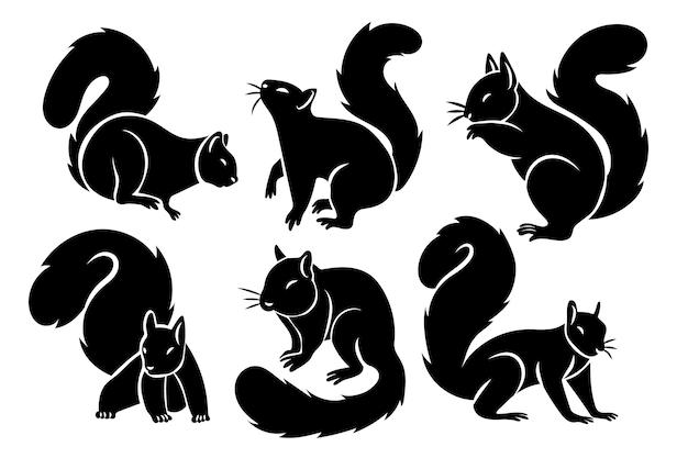 Free Vector hand drawn squirrel silhouette