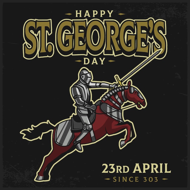 Hand drawn st. george's day illustration with knight