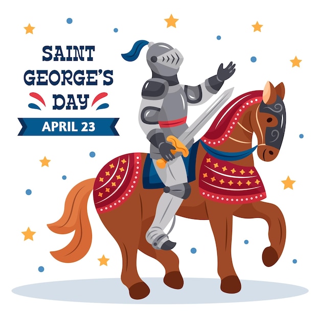 Free Vector hand drawn st. george's day illustration with knight