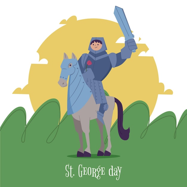 Hand drawn st. george's day illustration with knight