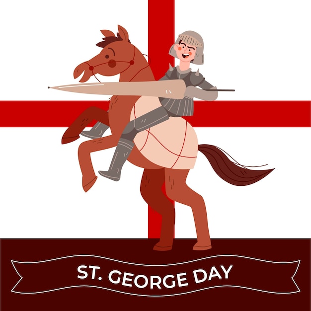 Free Vector hand drawn st. george's day illustration with knight