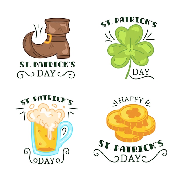 Free Vector hand drawn st. patrick's day badge collection