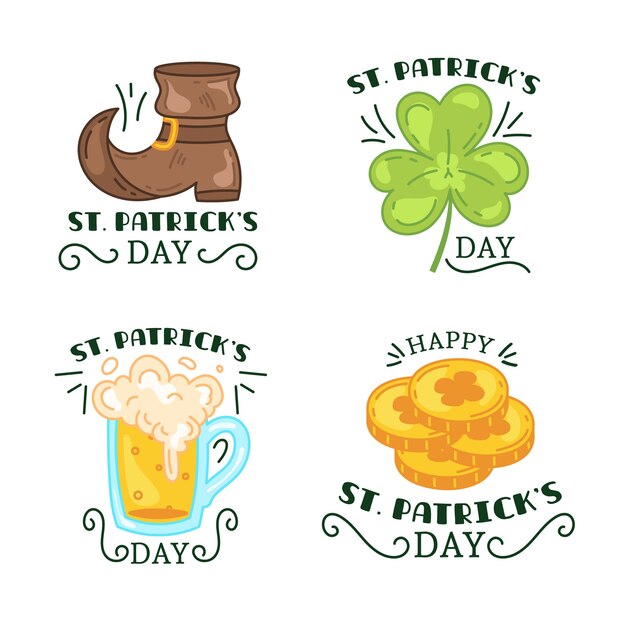 Hand drawn st. patrick's day badge collection