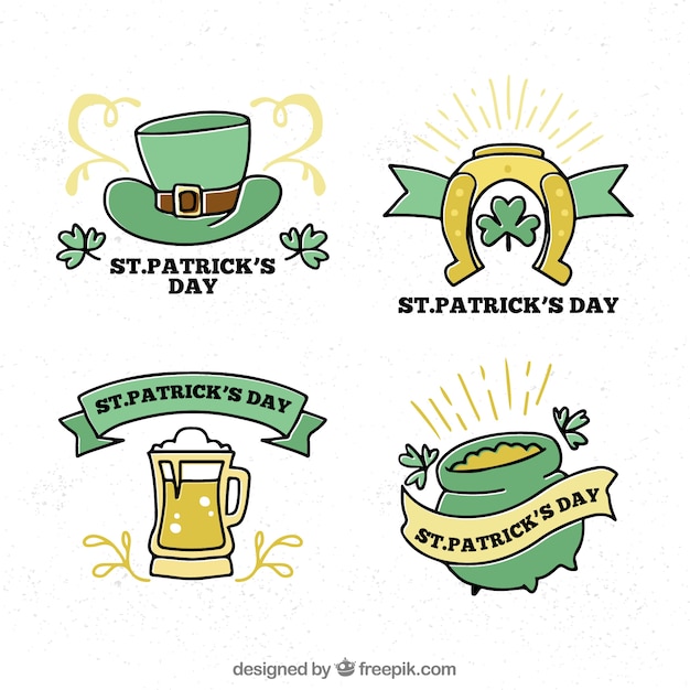 Free Vector hand drawn st. patrick's day badge / label collection