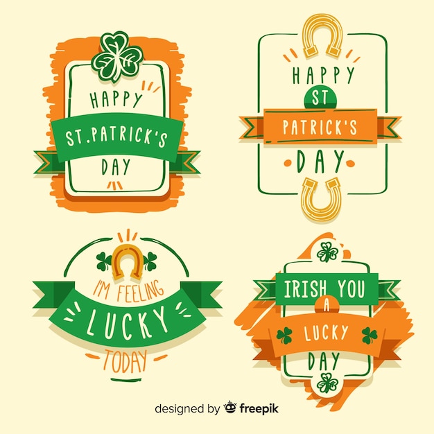 Free Vector hand drawn st patrick's day badge set