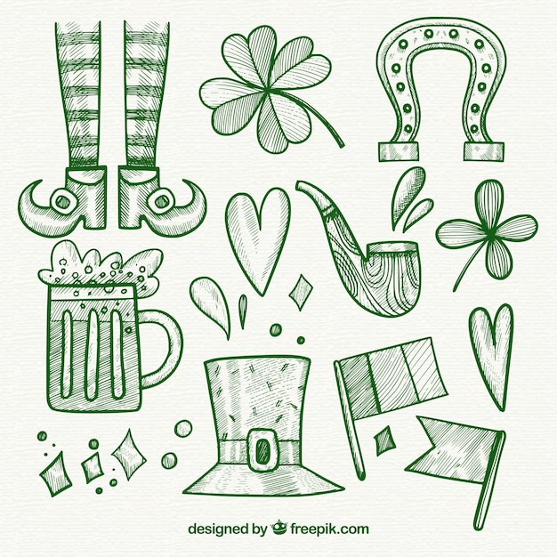 Hand drawn st. patrick's day element collection