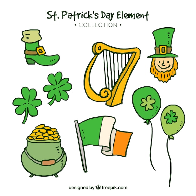 Hand drawn st. patrick's day element collection