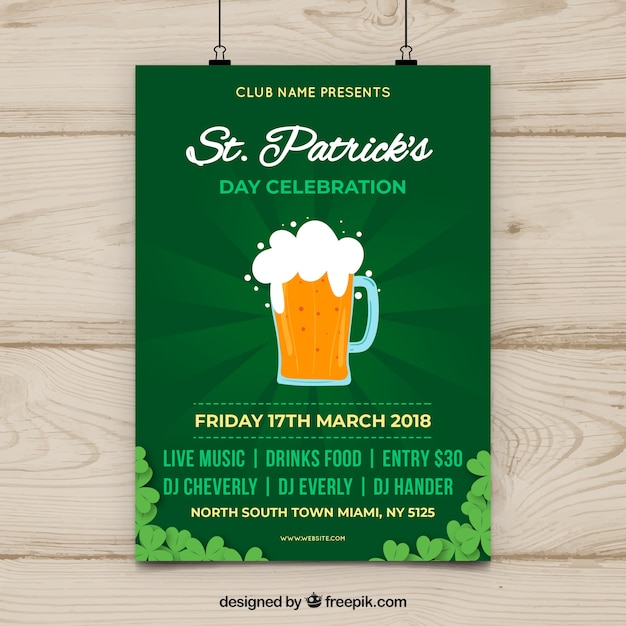 Hand drawn st. patrick's day flyer / poster template