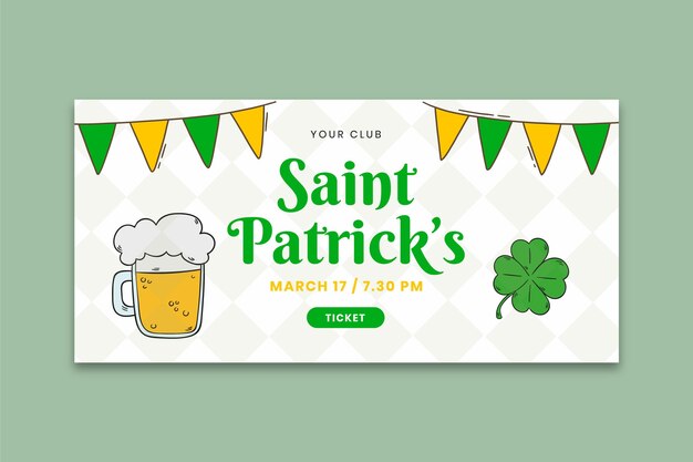 Hand-drawn st. patrick's day horizontal banner