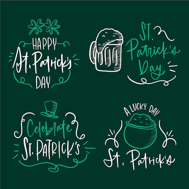 Free Vector hand drawn st. patrick's day label collection