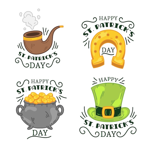 Hand drawn st. patrick's day label collection