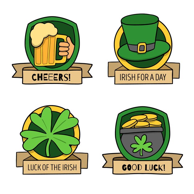 Hand drawn st. patrick's day label collection