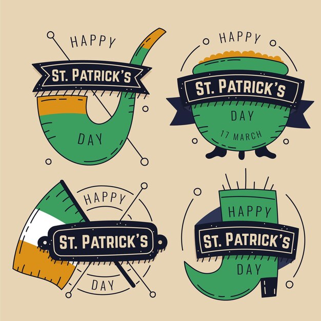 Hand drawn st. patrick's day label collection