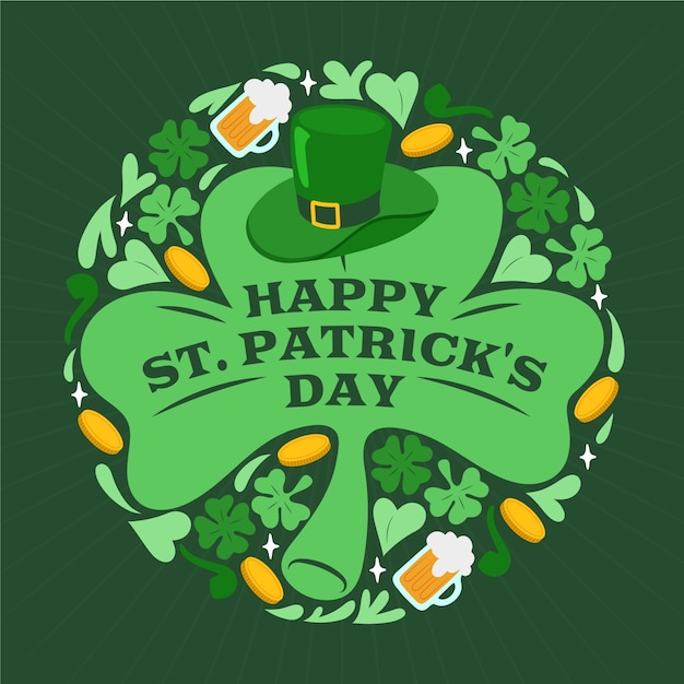 Hand drawn st. patrick's day lettering with clover