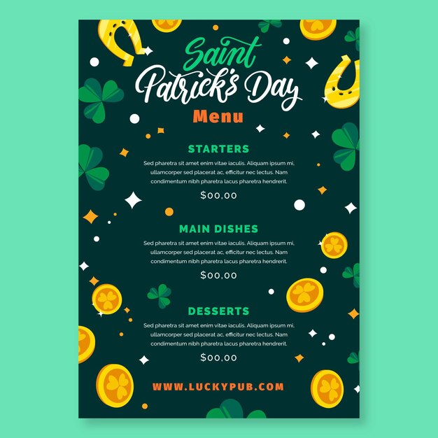 Hand drawn st. patrick's day restaurant menu