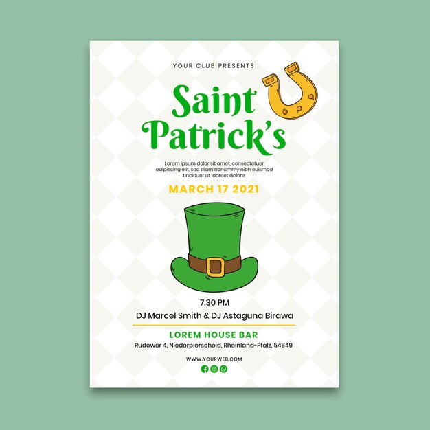 Hand-drawn st. patrick's day vertical poster  template