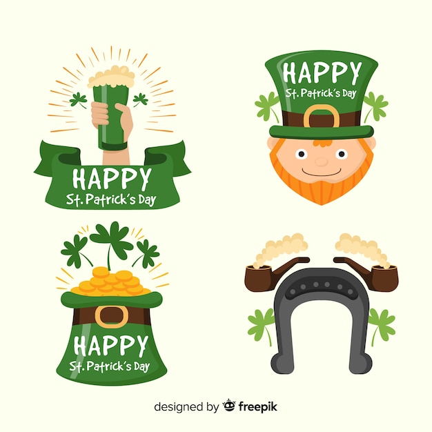 Free Vector hand drawn st patrick's label collection