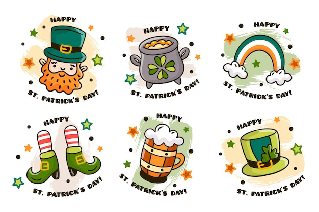 Free Vector hand drawn st patricks day badge collection