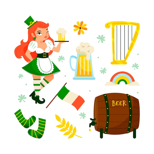 Free Vector hand-drawn st. patricks day element collection design