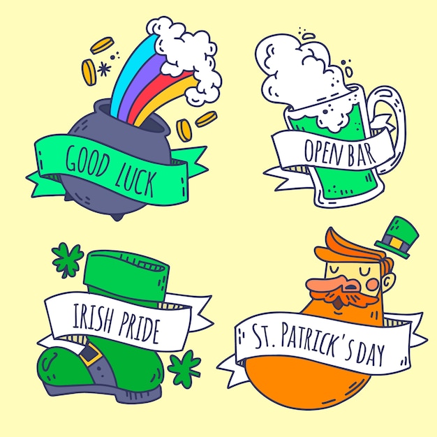 Free Vector hand-drawn st. patricks day labels