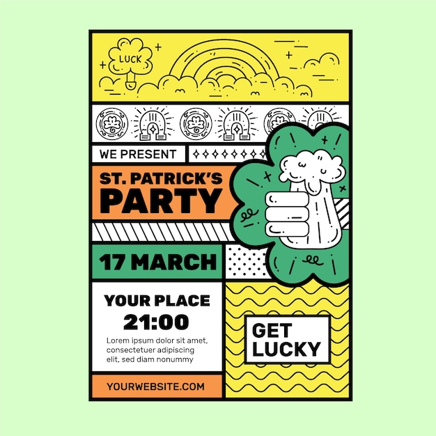 Hand drawn st patricks day poster template