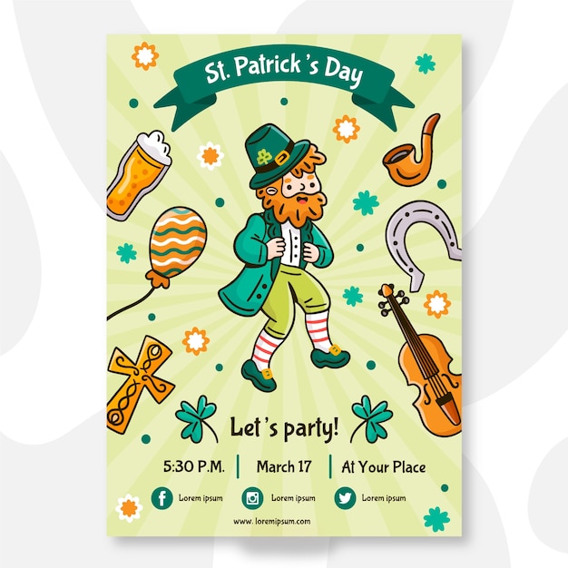 Hand drawn st patricks day poster template