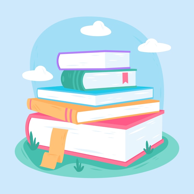 Hand drawn stack of books illustration