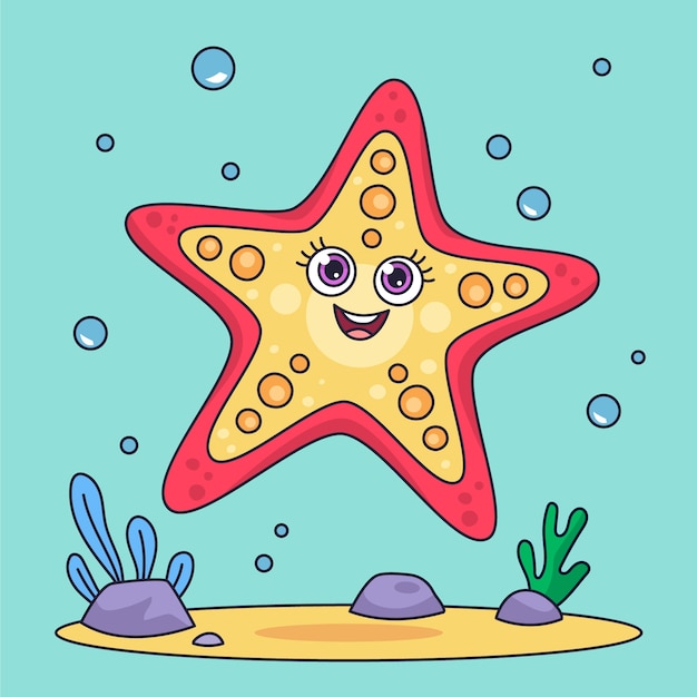 Free Vector hand drawn starfish  cartoon illustration