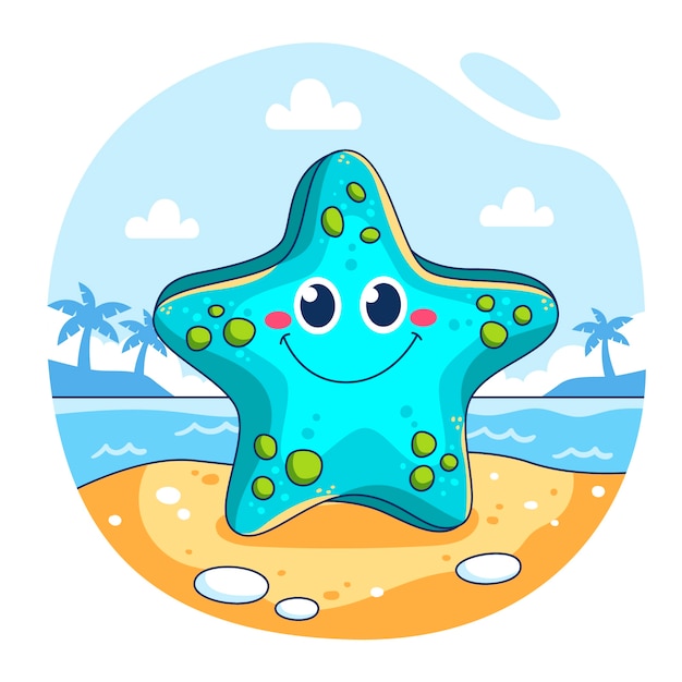 Hand drawn starfish  cartoon illustration