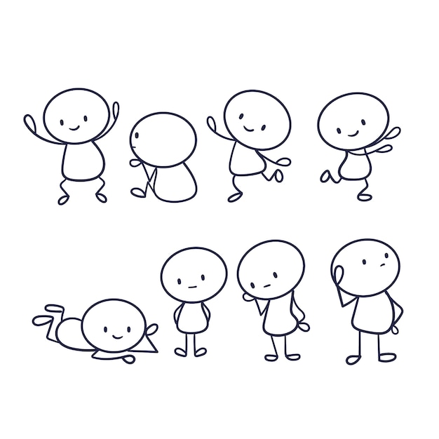 Free Vector hand drawn stickman collection