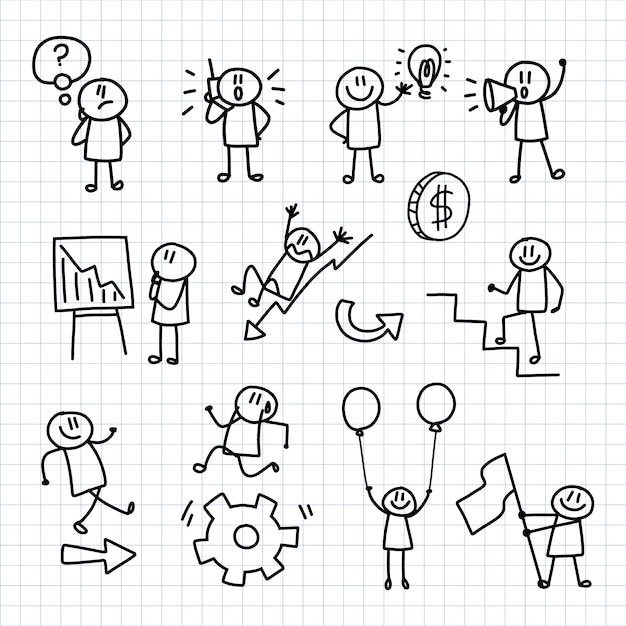 Free Vector hand drawn stickman collection