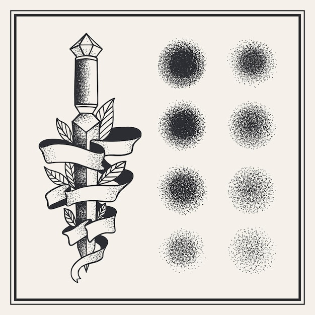 Free vector hand drawn stipple brush collection