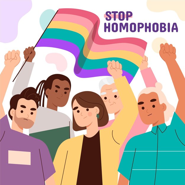 Hand drawn stop homophobia illustration