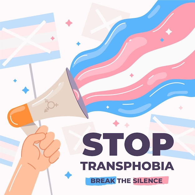 Hand drawn stop transphobia illustration