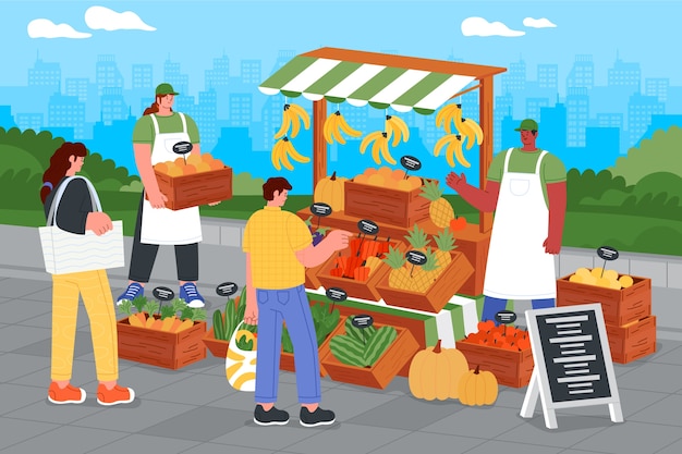 Free vector hand drawn street food market illustration