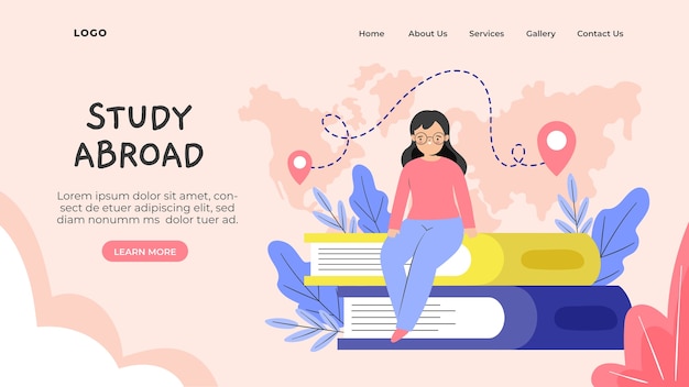 Free Vector hand drawn study abroad landing page