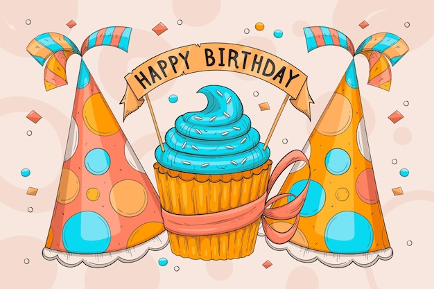 Free Vector hand drawn style birthday background